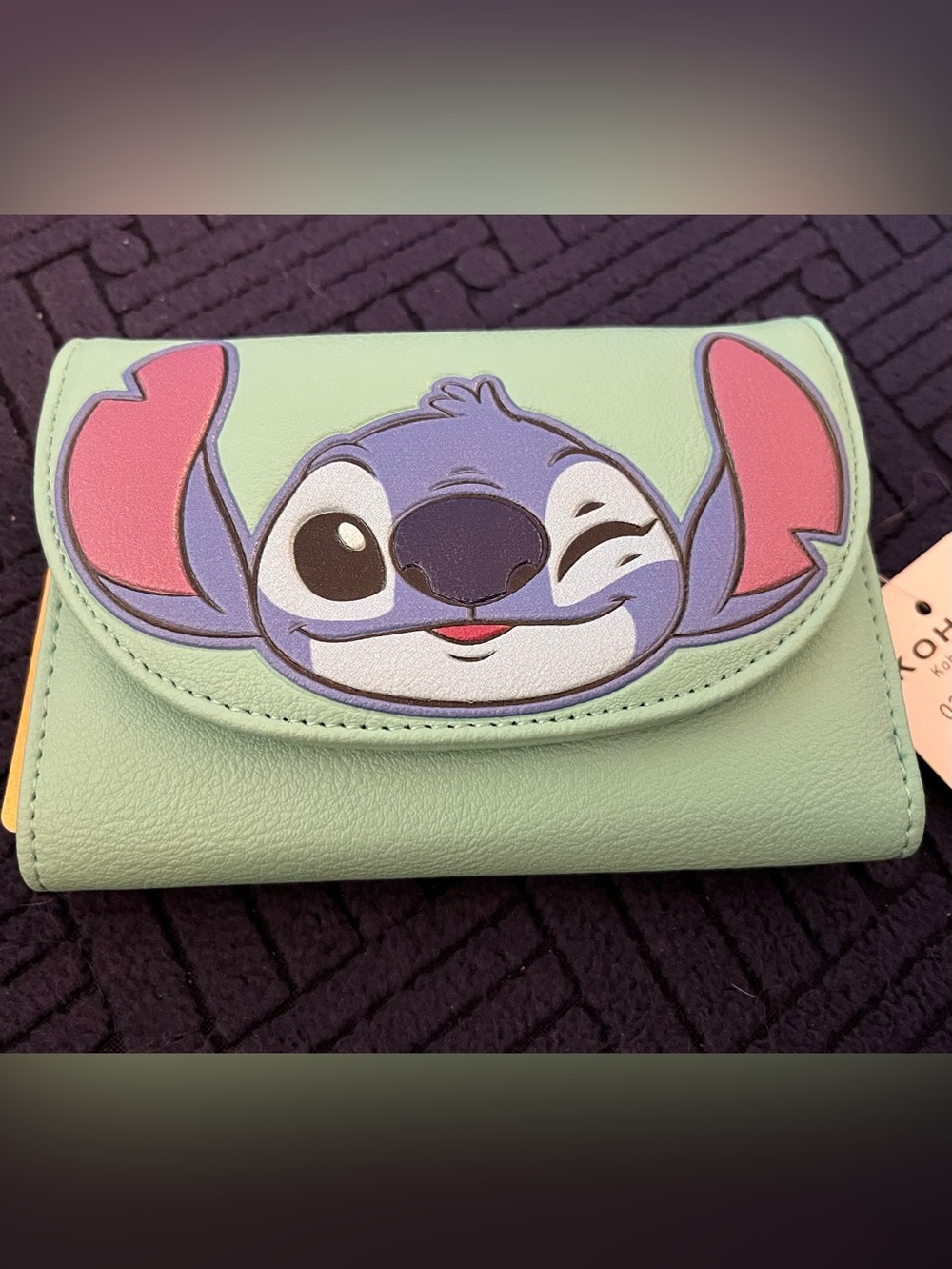 Disney Stitch Mint Wallet with Pink Tag Accent